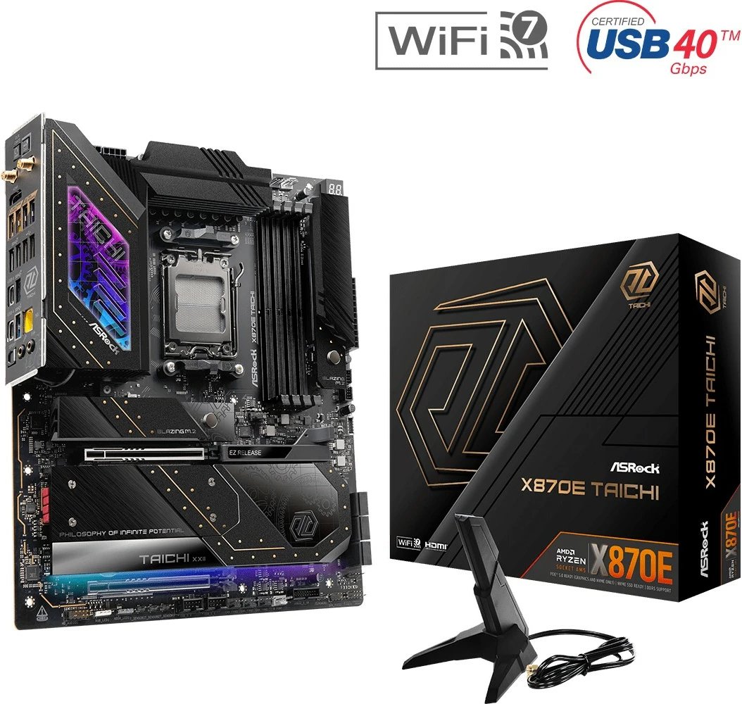 Pllakë amë ASRock X870E Taichi, Socket AM5, 4x DDR5, EATX, e zezë
