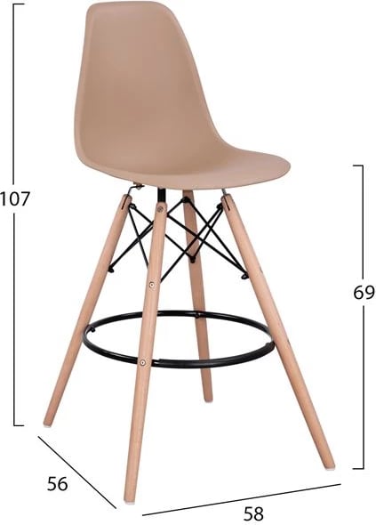 Karrige për bar Renata FH0173.45 Cappuccino 58x56x107cm, set prej 4 copë