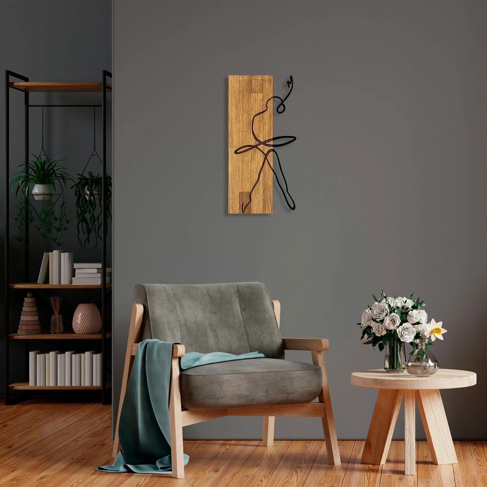 Aksesor dekorativ prej druri për mur, Wallity, MA-299, ngjyrë arre/zezë