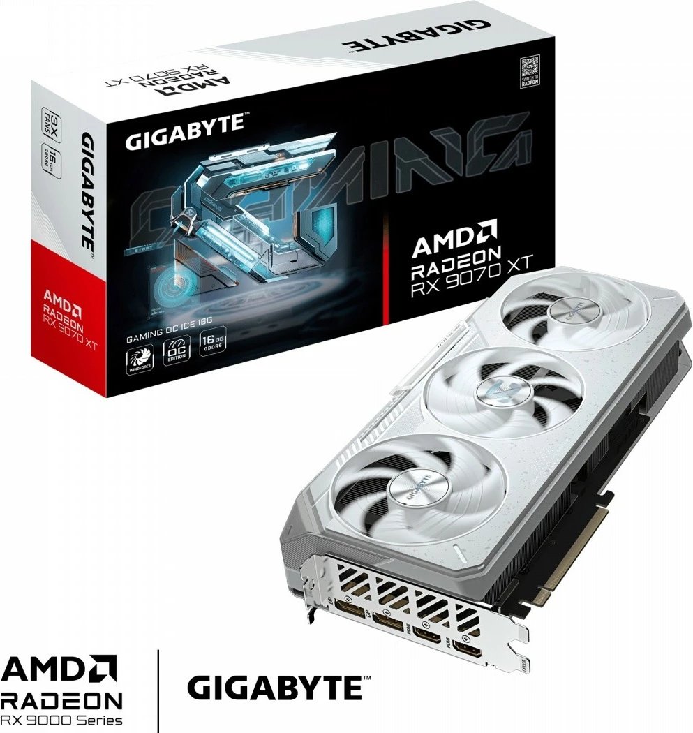 Kartë grafike Gigabyte Radeon RX 9070 XT Gaming OC 16GB GDDR6 256-bit PCI‑E 5.0 e bardhë