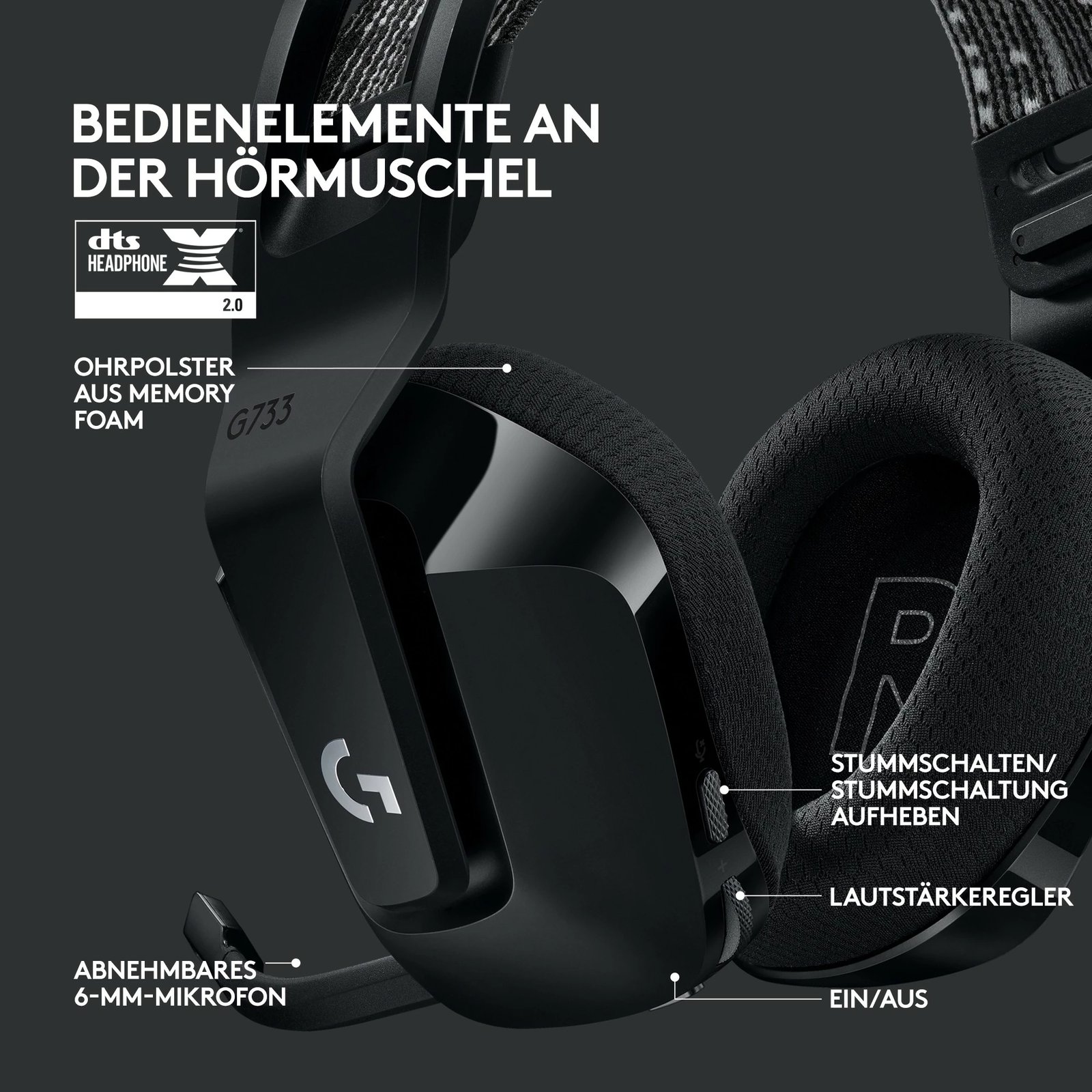 Kufje gaming Logitech G G733 LIGHTSPEED, wireless, RGB, e zezë