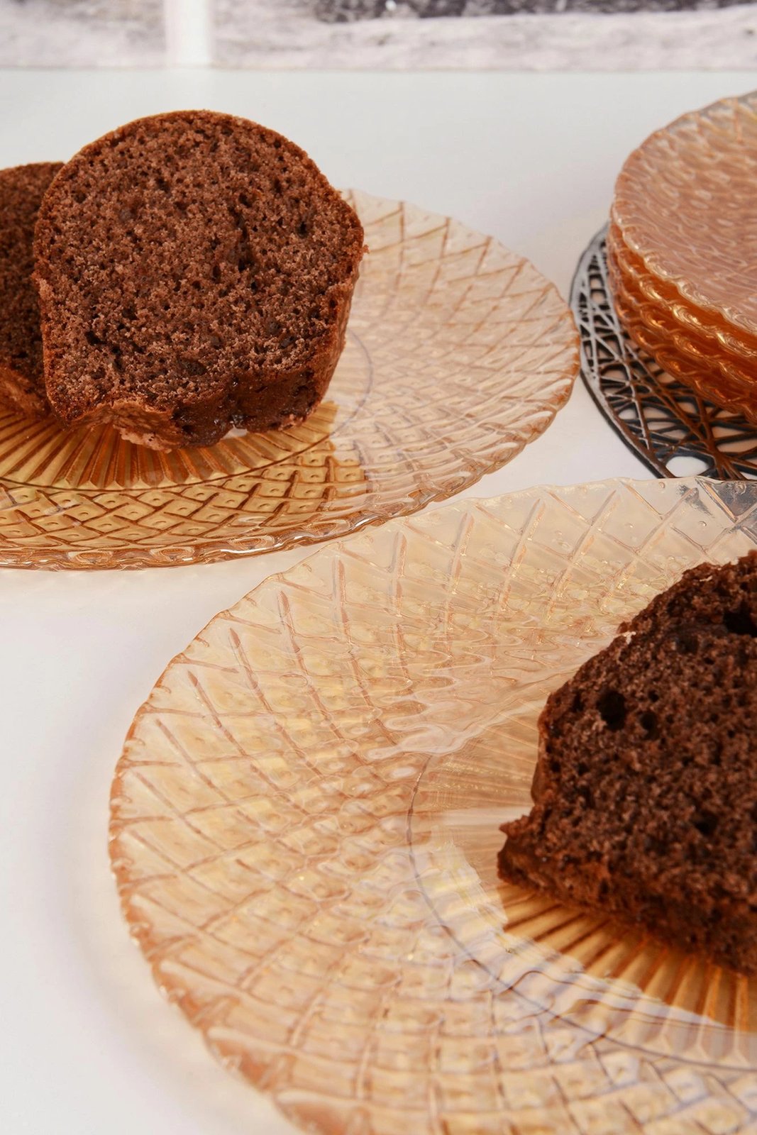 Set pjatash për ëmbëlsira, ngjyrë amber, Hermia Belinda, 6 copë, 21cm