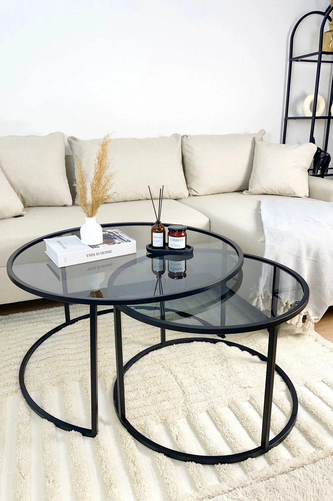 Set tavolinash kafeje Hanah Home, Tokyo 80, e zezë dhe fume