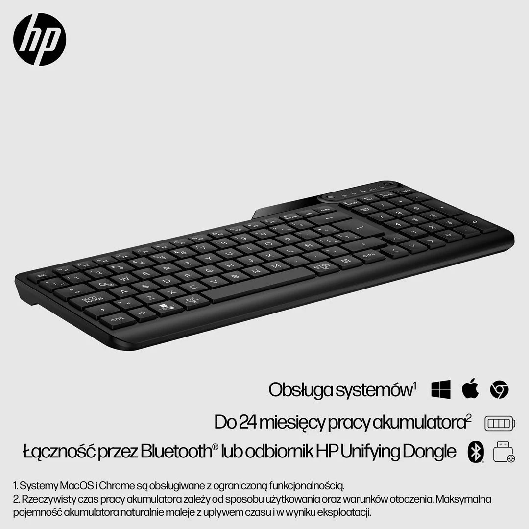Tastierë pa tela HP 475 Dual-Mode, Full-size, Bluetooth/USB, Anglisht, e zezë