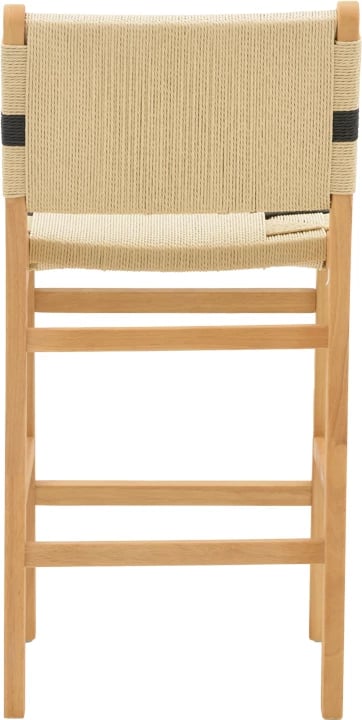 Karrige për bar Julien, dru gome natyral, litar natyral-zi, 45x46x95 cm