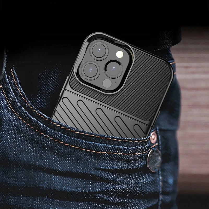 Mbështjellës Hurtel Thunder Case për iPhone 13 Pro Max, TPU, i zi