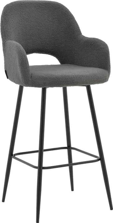 Karrige për bar Renish bouclé ngjyrë gri-këmbë metalike të zeza 51x57x114cm