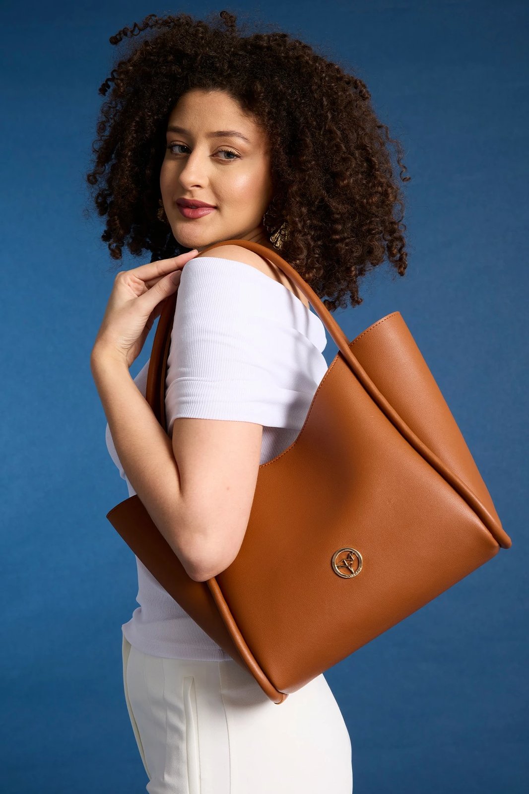 Çantë krahu Zoozie Bags, Athinë, ngjyrë kafe e hapur (set me 2 pjesë)