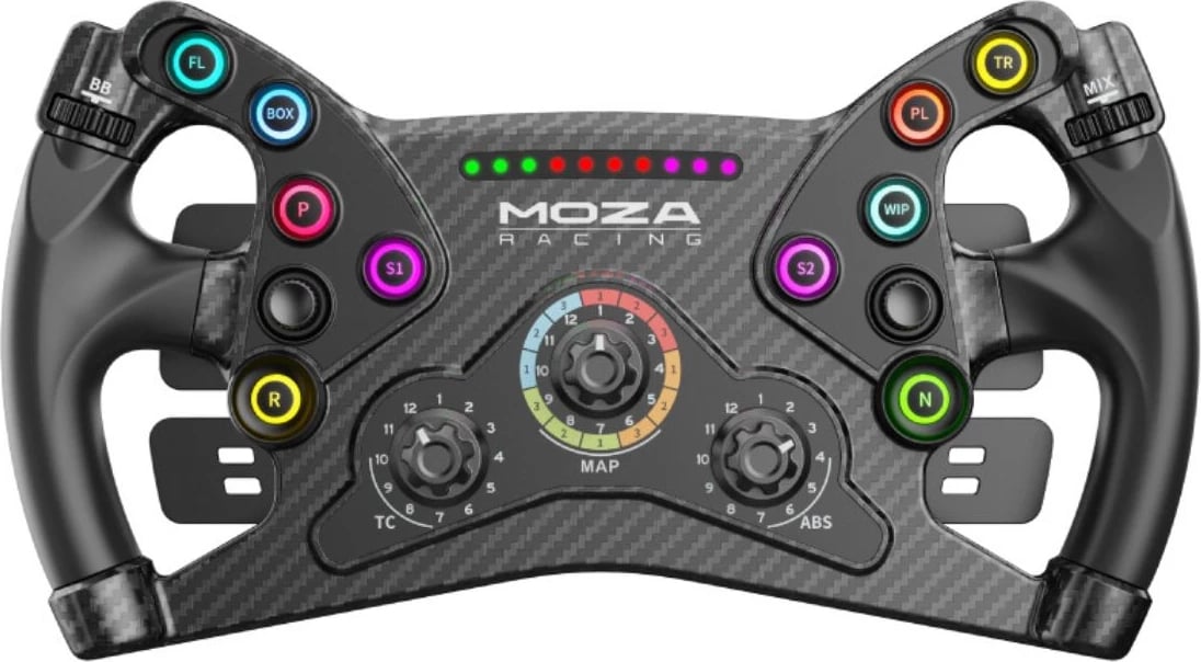 Kontrollor timoni racing, Moza Racing KS Wheel RS047, shumë butona dhe rrotulla, LED, e zezë
