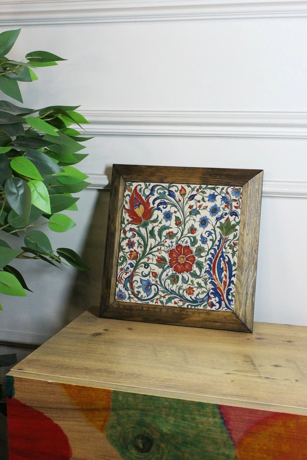 Pikturë dekorative me kornizë, shumëngjyrëshe, Ersytastablo38 - 16, 15.5x15.5cm