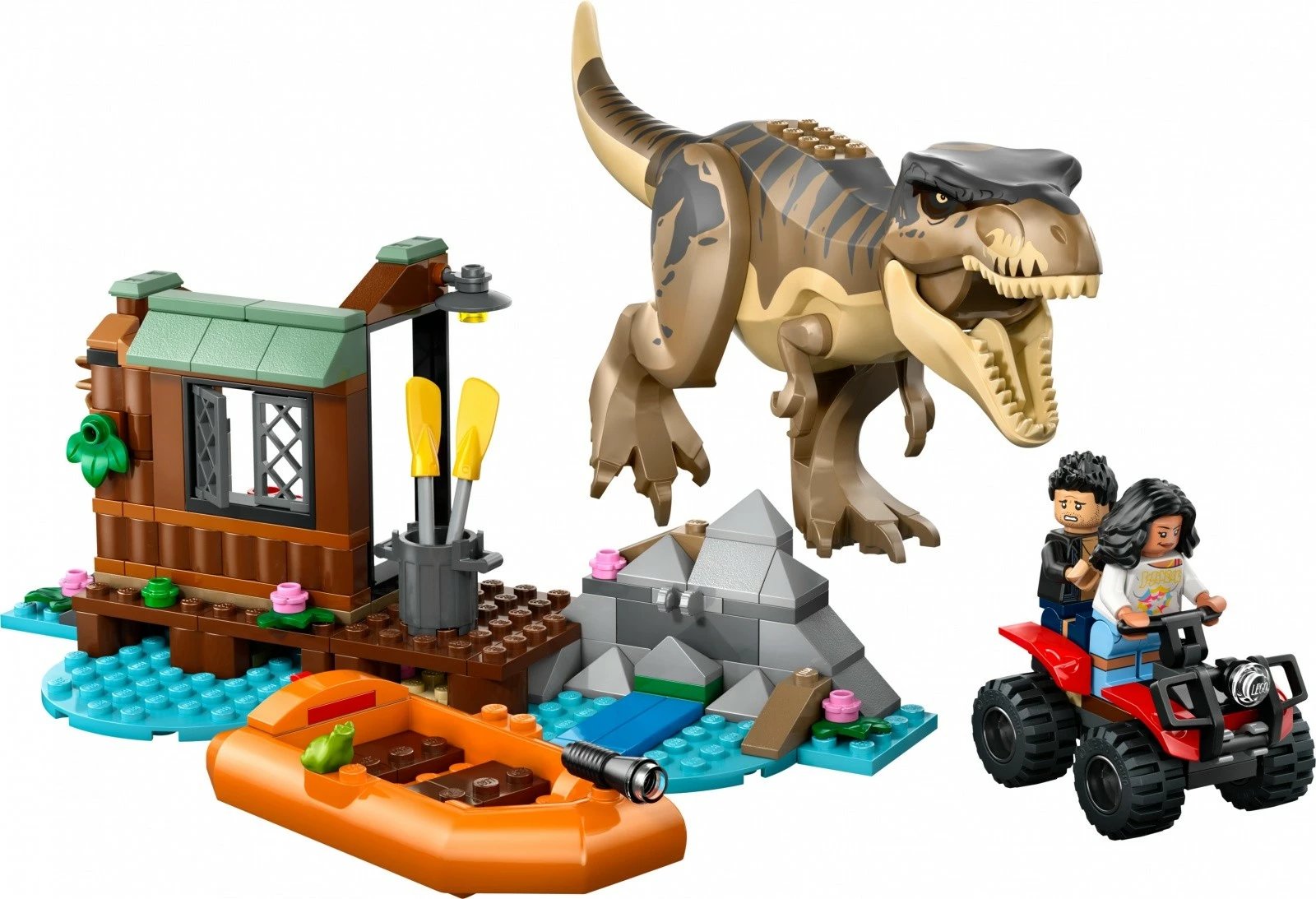 Set LEGO Jurassic World 76975 River Escape prej T-Rex, 199 pjesë