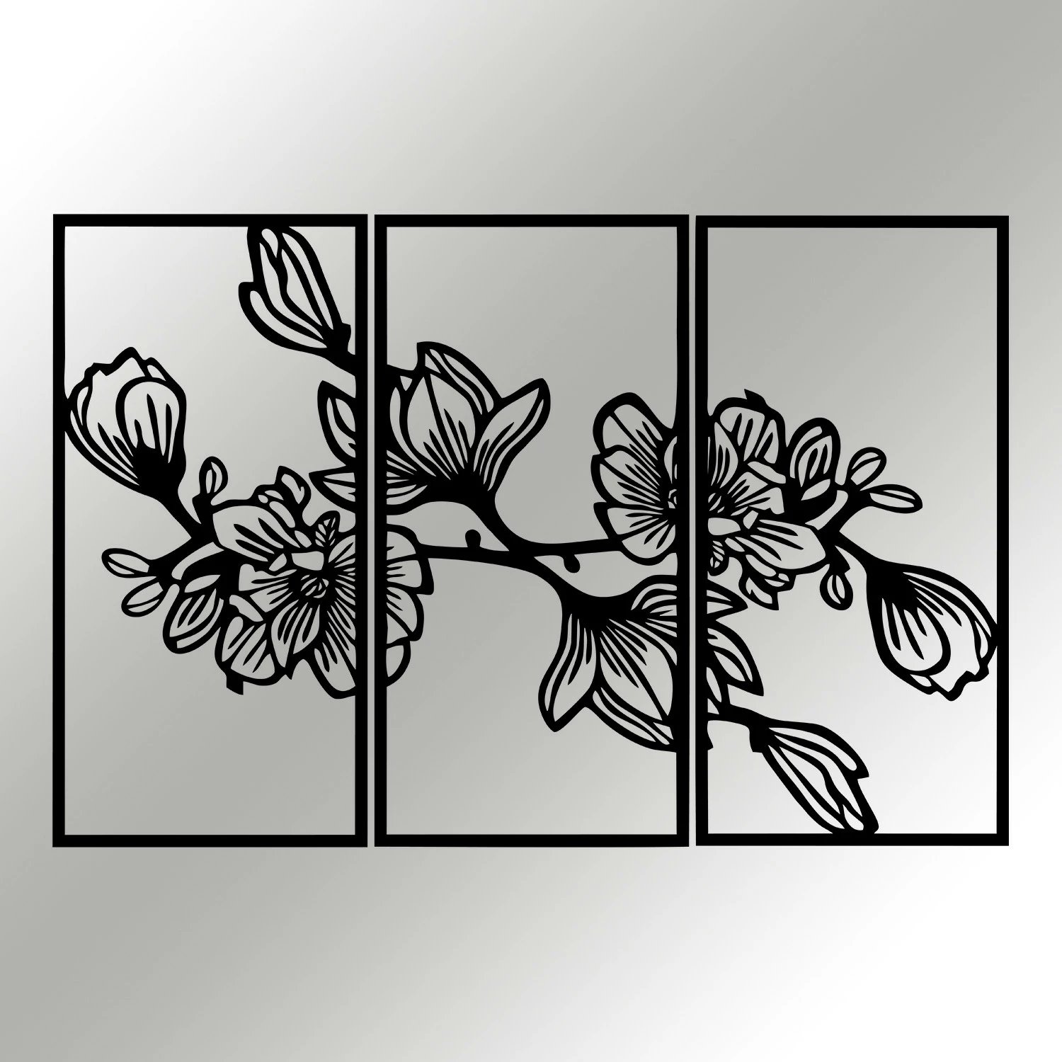 Aksesor dekorativ metalik për mur, Wallity, Utopya, ngjyrë e zezë, 98x65cm