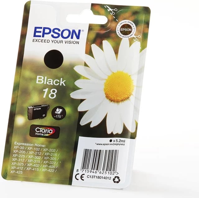 Kasetë boje, Epson, 18 C13T18014012, 5 ml, 175 faqe, standard, e zezë