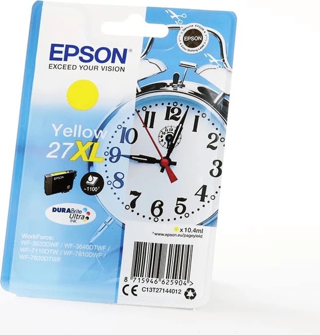 Kartrixh bojë, Epson, 27XL C13T27144012, 10.4 ml, rendiment 1100 faqe, e verdhë
