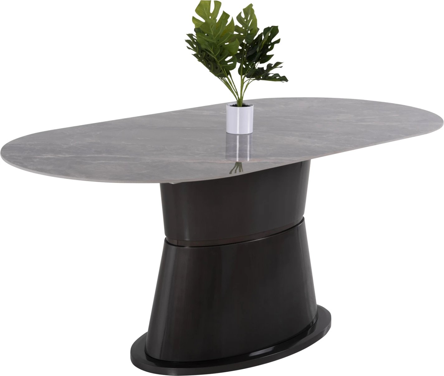 Tavolinë ngrënieje BENT FH9773.01, qeramike, ngjyrë mermeri gri, bazë MDF ngjyrë antracit, 180x90x76 cm