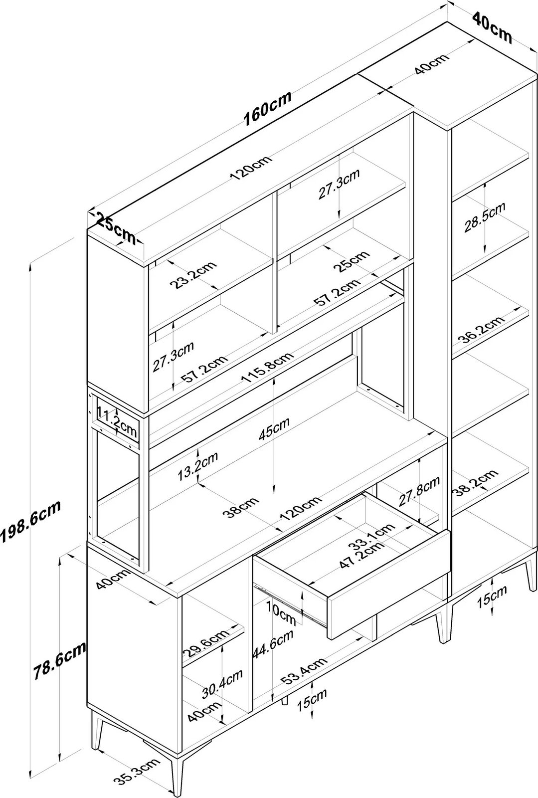 Dollap multifunksional Hanah Home, JE134 - 3055, i bardhë