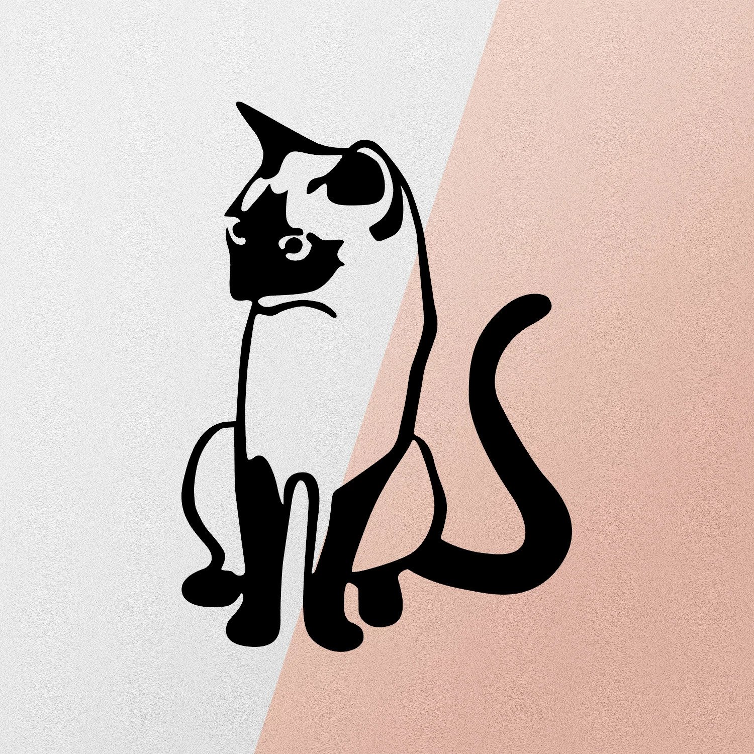 Aksesor dekorativ metalik për mur, mace, Wallity, ngjyrë e zezë, 39x55cm