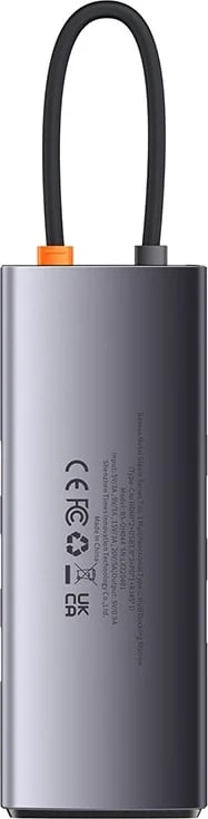 Kasë Baseus Metal Gleam Series 7-in-1, USB-C në 3x USB 3.0, HDMI, USB-C PD, VGA, Ethernet RJ45, Gri