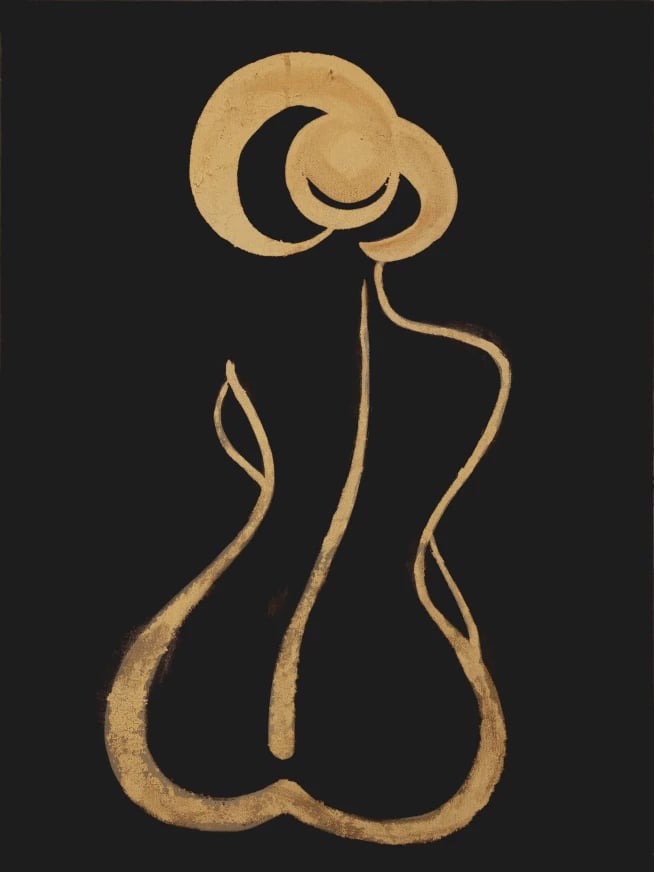 Pikturë dekorative La Donna, kanavacë, kornizë druri, ngjyrë e zezë dhe ari, 60x80x3cm