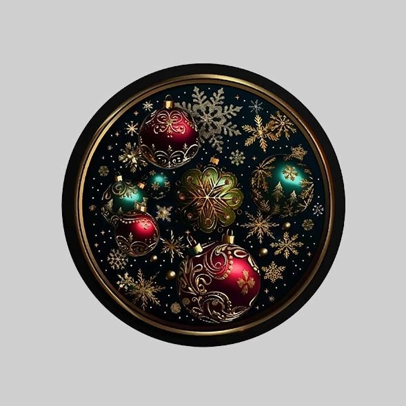 Qilim i rrumbullakët, tematikë Krishtlindjesh, shumëngjyrësh, 100x100cm, Conceptum Hypnose, Crp-Yrlk26-19