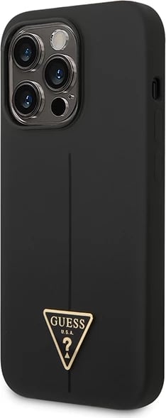 Mbështjellës Guess GUHCP14LSLTGK për iPhone 14 Pro 6.1", silikon, i zi