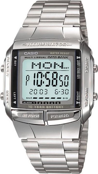 Orë dore për meshkuj CASIO Vintage Data Bank, argjendtë