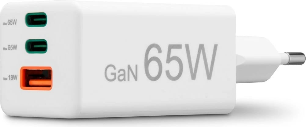 Karikues muri, Hama, 201996, GaN 65W PD/QC, 2x USB-C + 1x USB-A, i bardhë