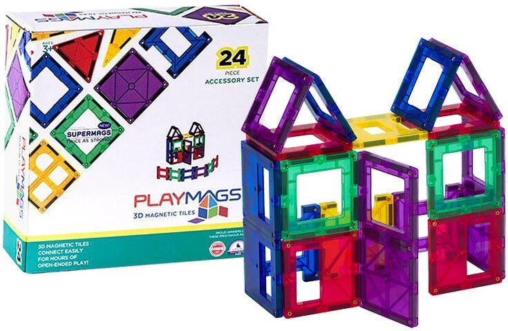 Set magnetik lodrash Playmags 3D, 24 pjesë, shumëngjyrëshe