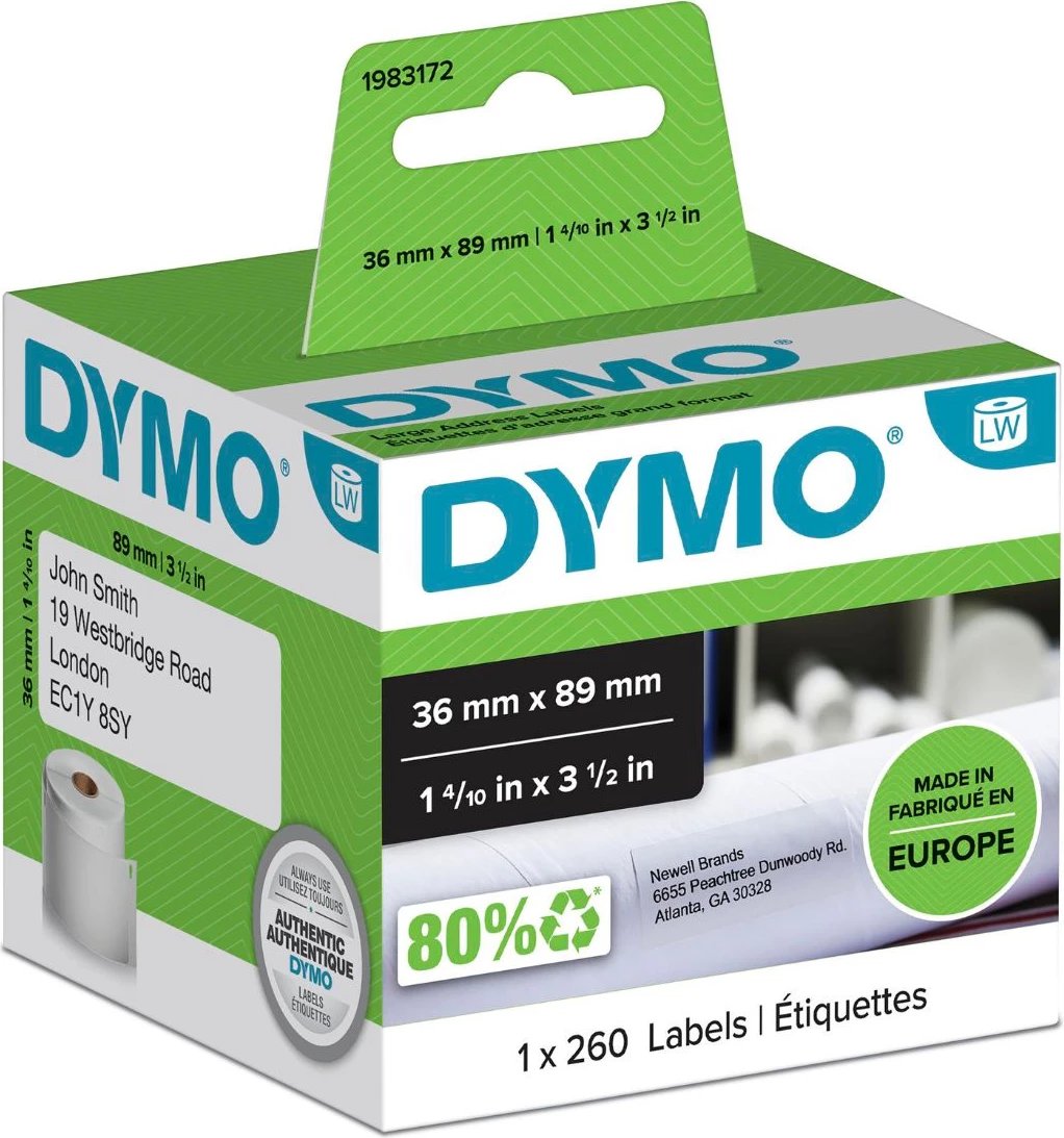 Etiketa Dymo 1983172 36x89 mm 260 copë e bardhë