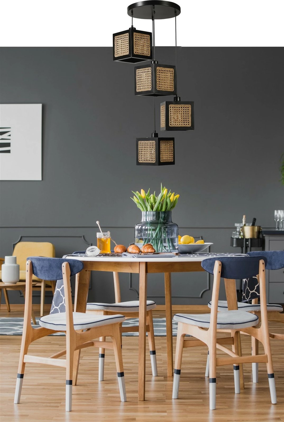 Llambë tavani Opviq, ratan & e zezë, 8701-4