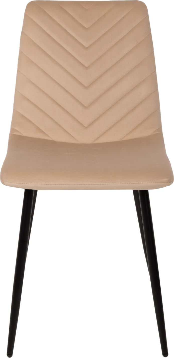 Karrige ngrënieje LATRELL FH8587.05, kadife ecru & këmbë metalike të zeza, 43x54x88H cm., set prej 4 copë