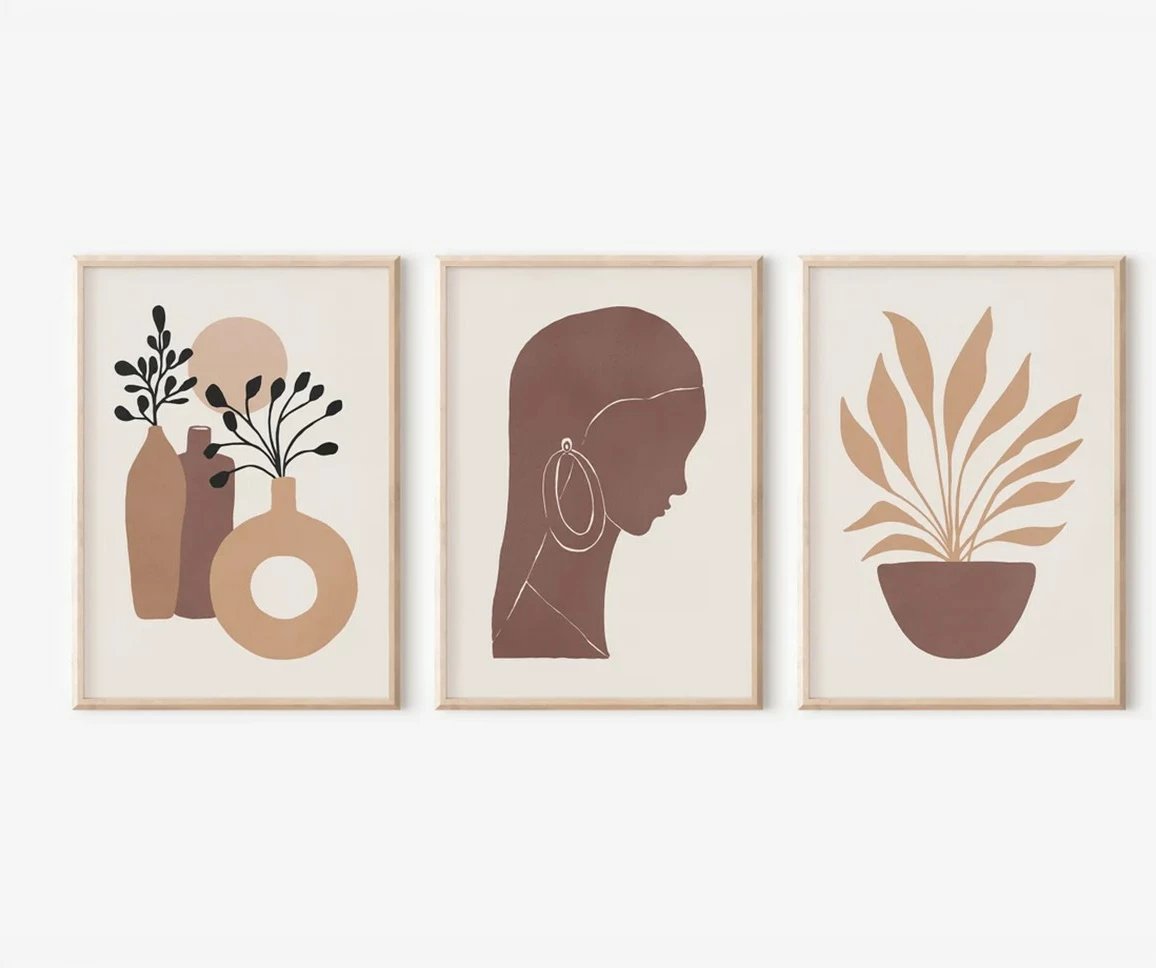 Pikturë dekorative me kornizë (3 copë), Wallity, 3Dartsohoset64