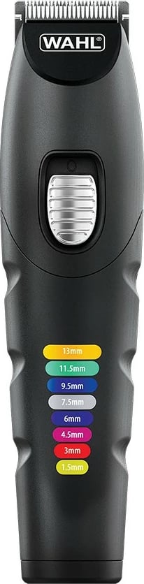 Trimer multifunksional, Wahl, Color Trim Advanced 9893-0464, bateri 240 min, teh çeliku inox, prerje 0.5–13 mm, gjerësi 30 mm, i zi, set me 8 krehra + 4 koka
