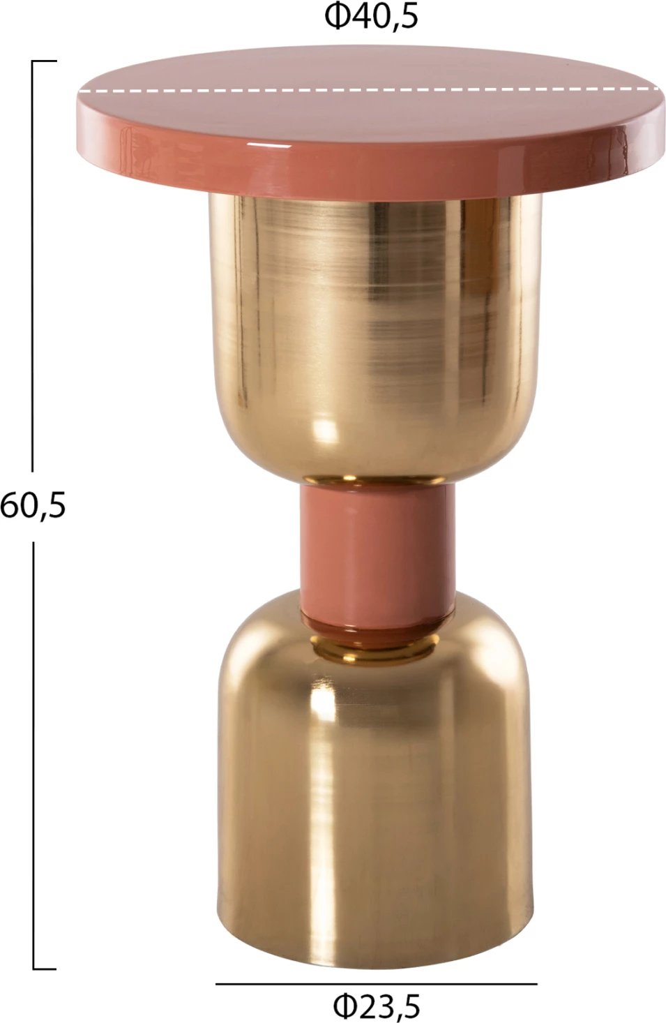 Tavolinë anësore SURAT FH4237.08 metalike, ngjyrë salmon-ari, Φ40.5x60.5H cm