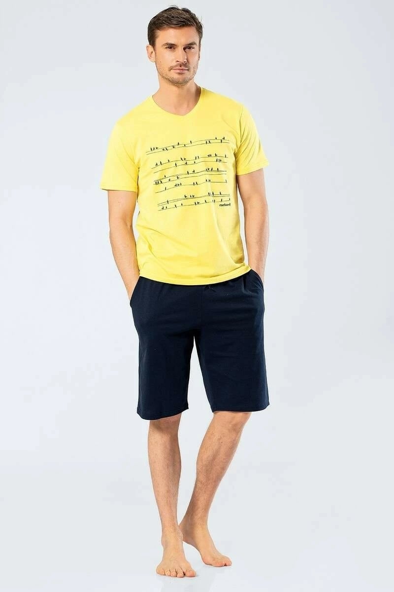 Pijama me shorce për meshkuj Cacharel, e verdhë