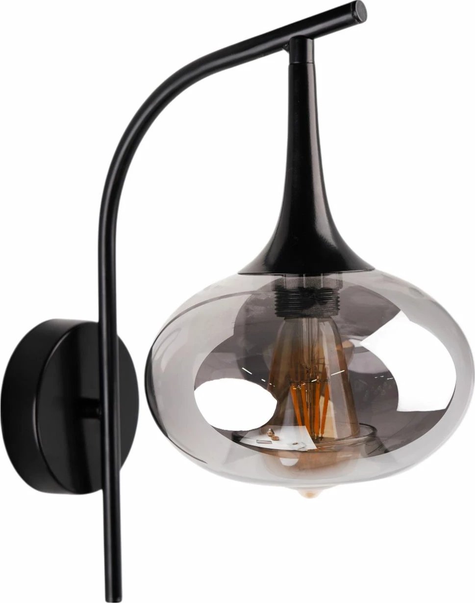 Llambë muri Opviq, metal dhe xham, gri e zezë, 9049-1A