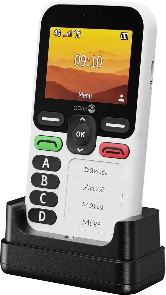 Celular Doro Leva X10, 4G, butona të mëdhenj, i bardhë