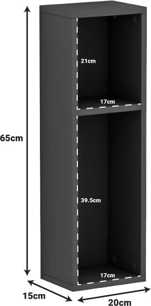 Raft muri, ngjyrë gri, 20x15x65cm