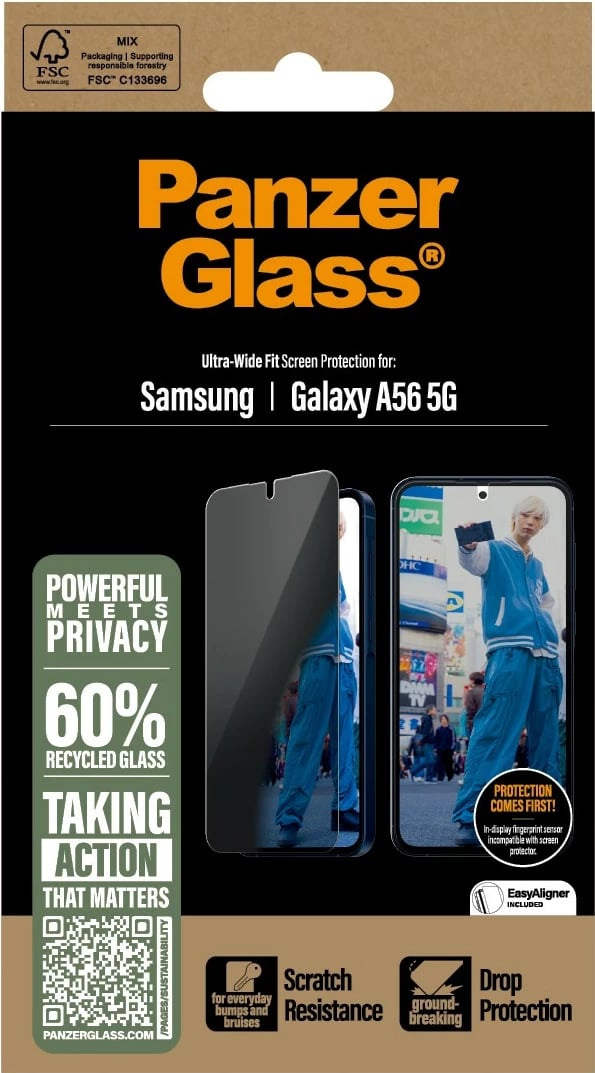 Mbështjellës privacy PanzerGlass për Samsung Galaxy A56 5G Ultra, transparent