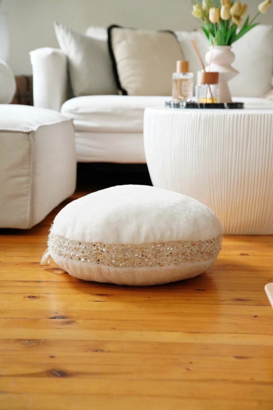 Jastëk dekorativ Evila Originals, pelush, ngjyrë ecru