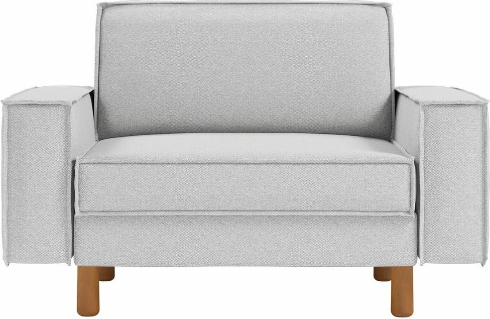 Karrige divan një vend, Atelier del Sofa, Sparrow Loveseat, ngjyrë Pebble, këmbë druri Walnut