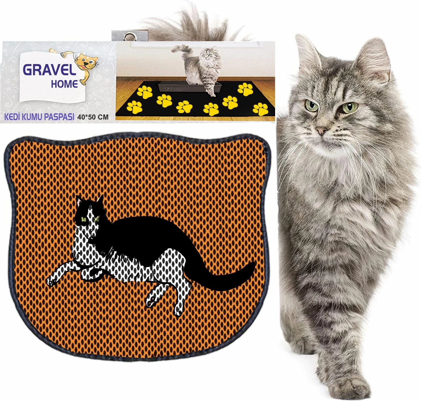 Tapet për rërë mace, shumëngjyrësh, Paws & Whiskers, Kdkafa0013, 40x50cm