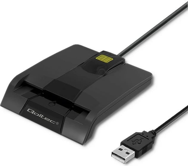 Lexues kartelash çipi Qoltec SCR-0634 me USB Type-C, i zi