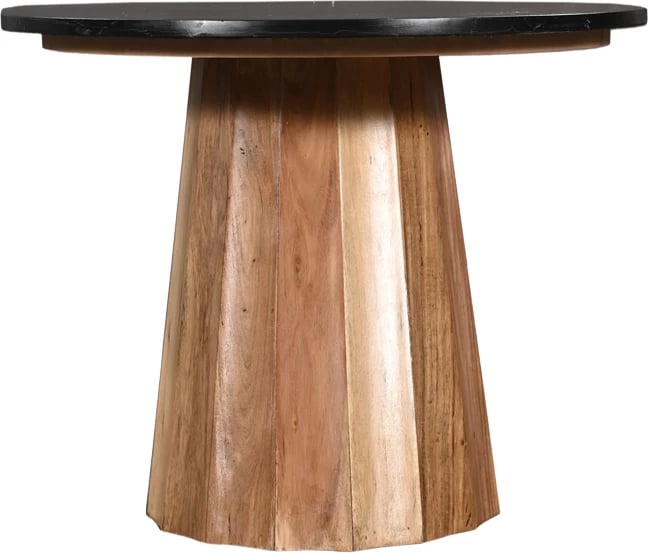 Tavolinë rrumbullake, mermer i zi, dru akacie natyral, D120x76cm