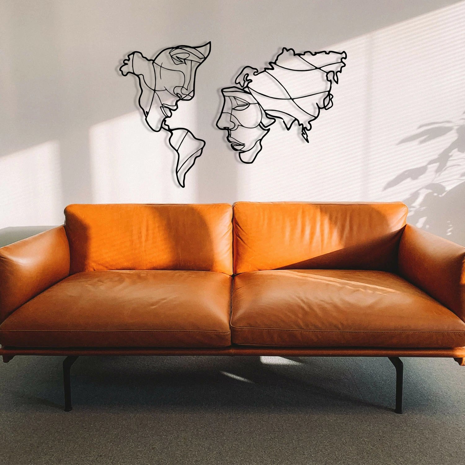 Aksesor dekorativ metalik për mur, Wallity, Suret, ngjyrë e zezë, 139x89cm