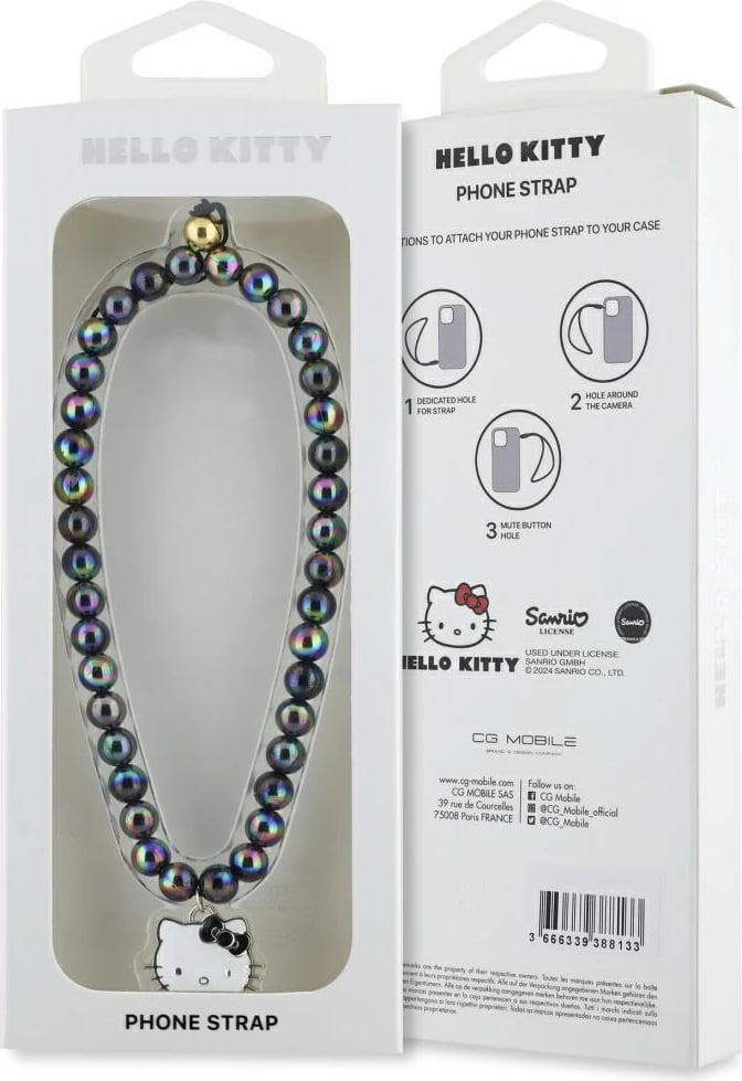 Varëse për telefon Hello Kitty Pearls Kitty Head, e zezë