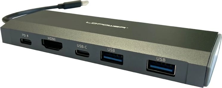 USB hub LC-Power LC-HUB-C-MULTI-7-M2, 2x USB-A, 2x USB-C, HDMI, M.2 SSD, 100W, antracit