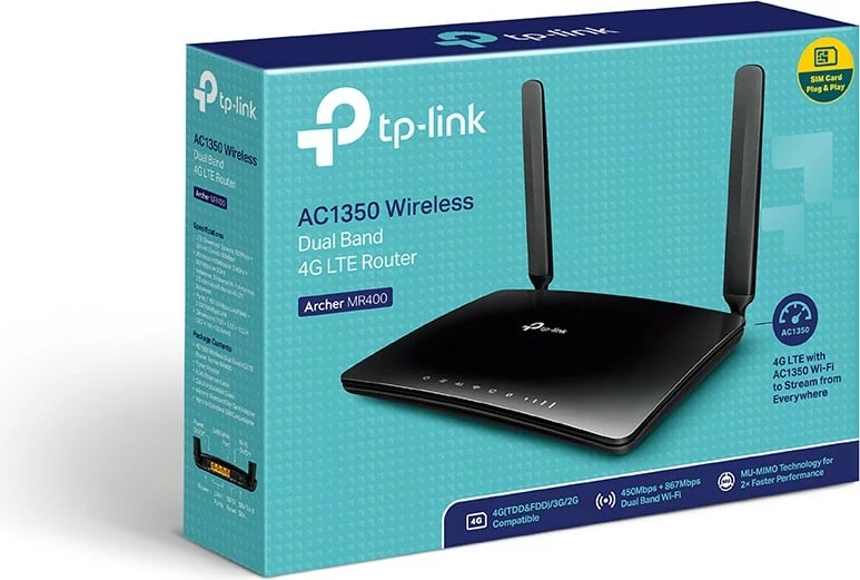 Router 4G LTE TP-LINK Archer MR400 AC1200, 3LAN, 1LAN/WAN, 1SIM, i zi