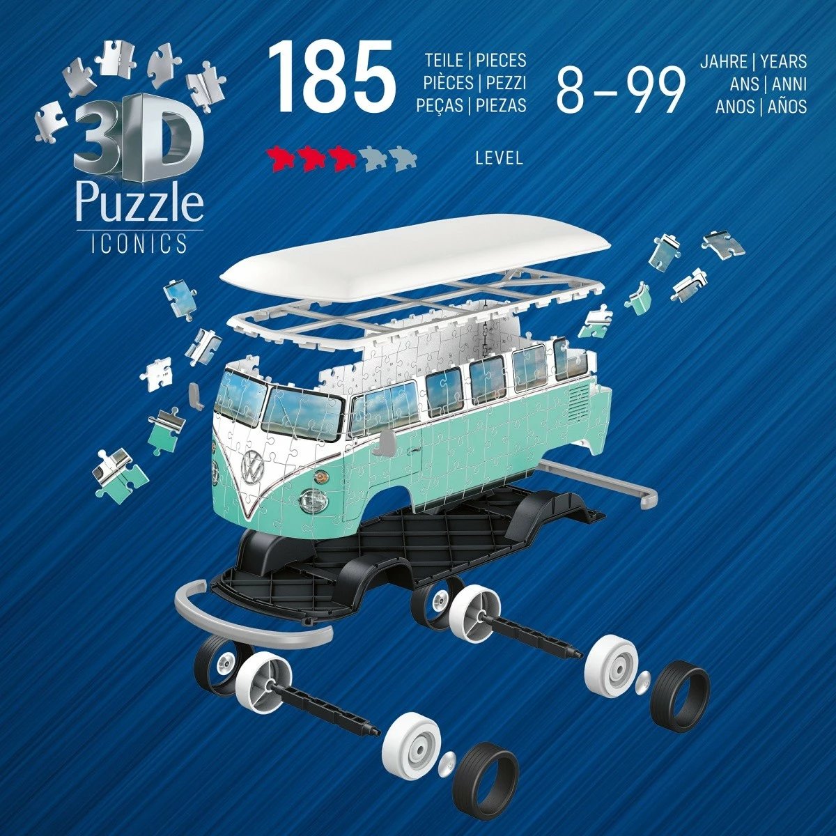 Puzzle 3D Ravensburger Volkswagen T1, 185 pjesë, plastikë, edicion i limitum