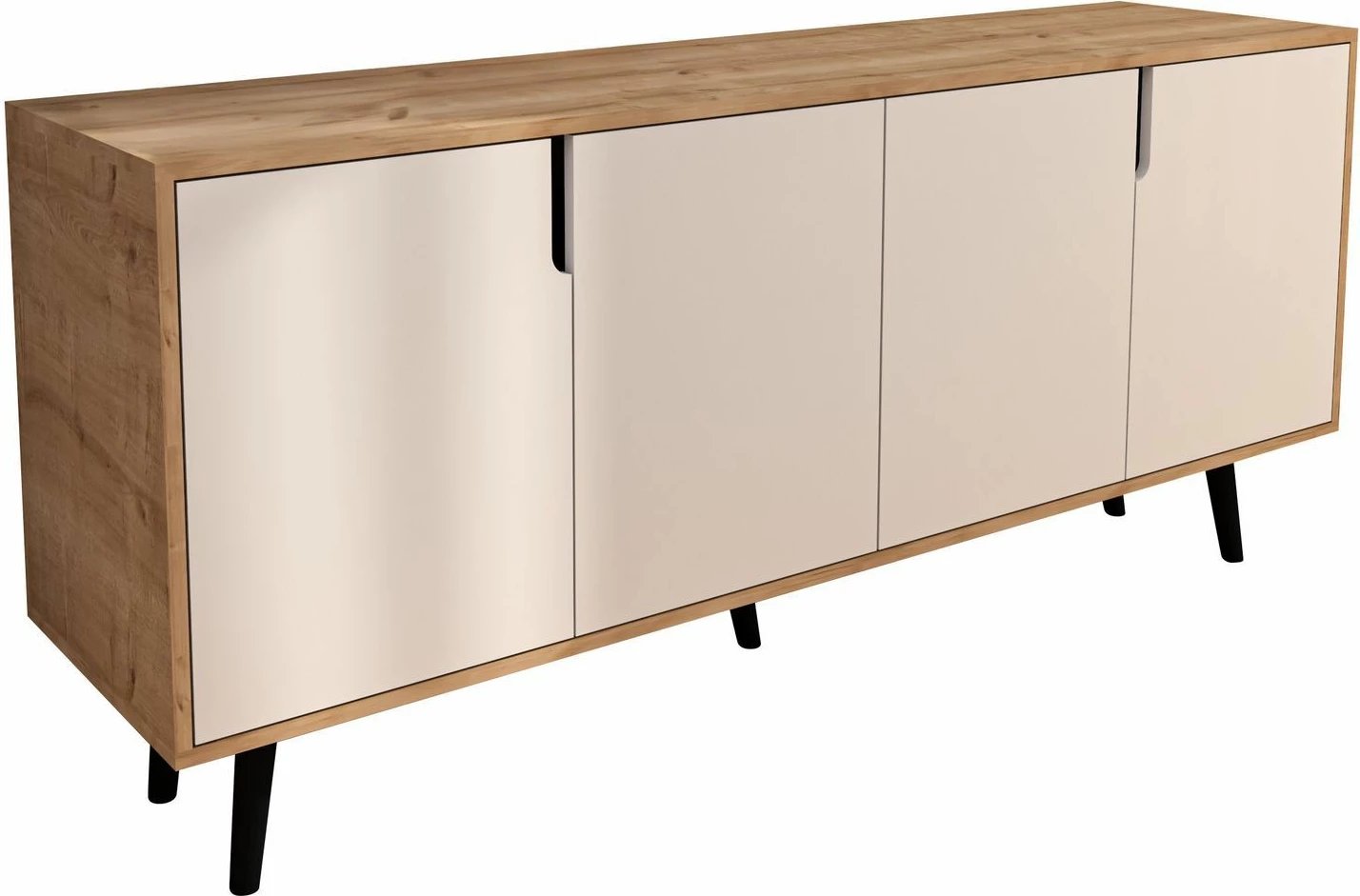 Konsol modern Skye Decor, ngjyrë lisi safir dhe e bardhë, 180 cm